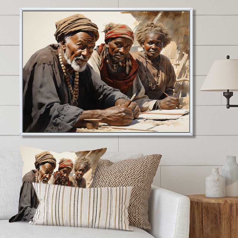 «African Legacy I» sur toile, H 16 po x l 32 po x P 1 po, Cadre flottant blanc