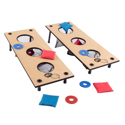 Hey! Play! (L) 26” x (W) 10” x (H) 7”  2-in-1 Washers Game and Bean Bag Toss Set  for Kids and Adults