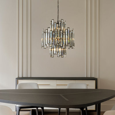 10/12-light Modern And Contemporary Luxury Black Metal With Clear Crystal Chandelier For Dining Room, Living Room, Foyer, Entryway