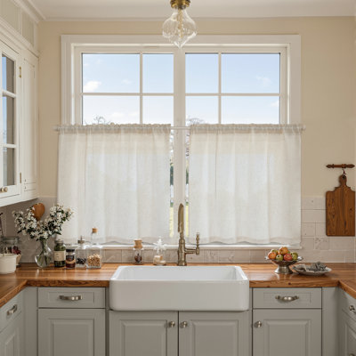 Klyde Linen Blend 26'' W Cafe Curtain Kitchen Curtain