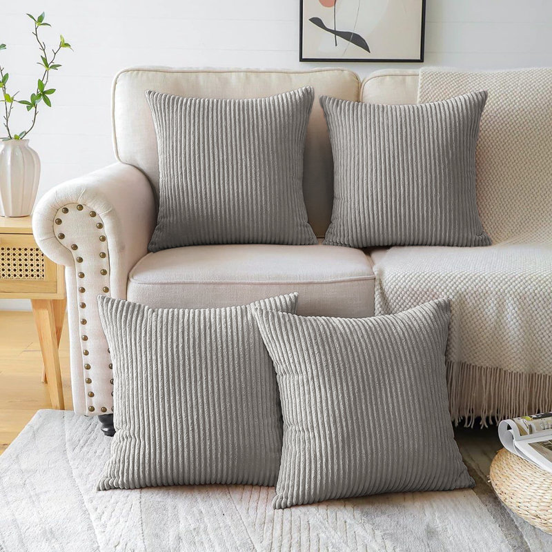 Cotton Square Cushion, Light Grey