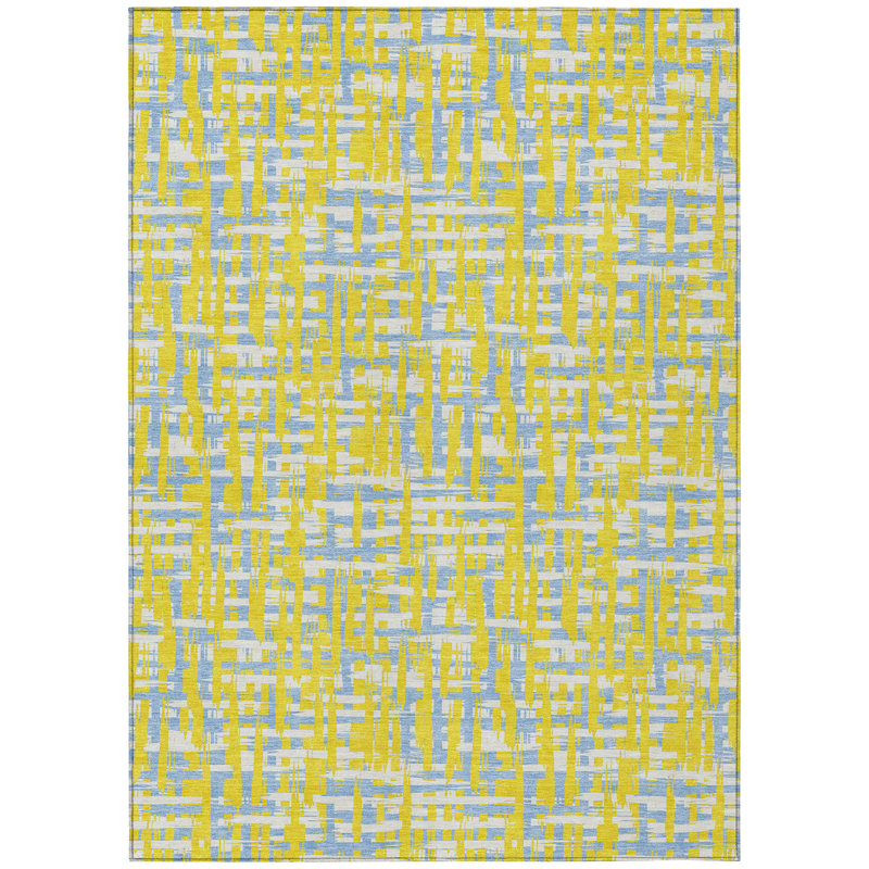 Zarifa Gold Washable Indoor-Outdoor Rug - , 9' x 12'