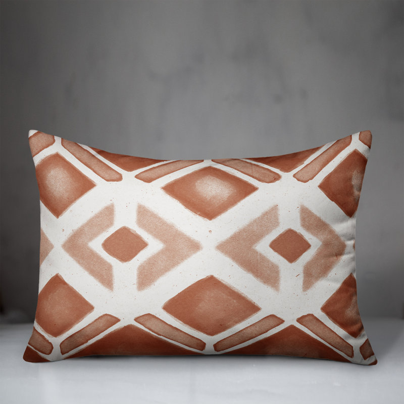 Geometric Outdoor Reversible Throw Pillow, Orange/Red