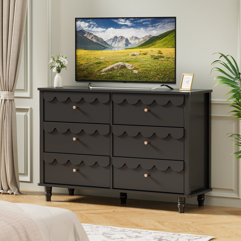 Commode lacée 6 tiroirs Dorlan, Noir
