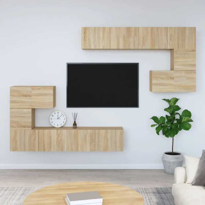 Lichtwardt Unfinished Floating Entertainment Centre for TVs up to 28", Sonoma Oak
