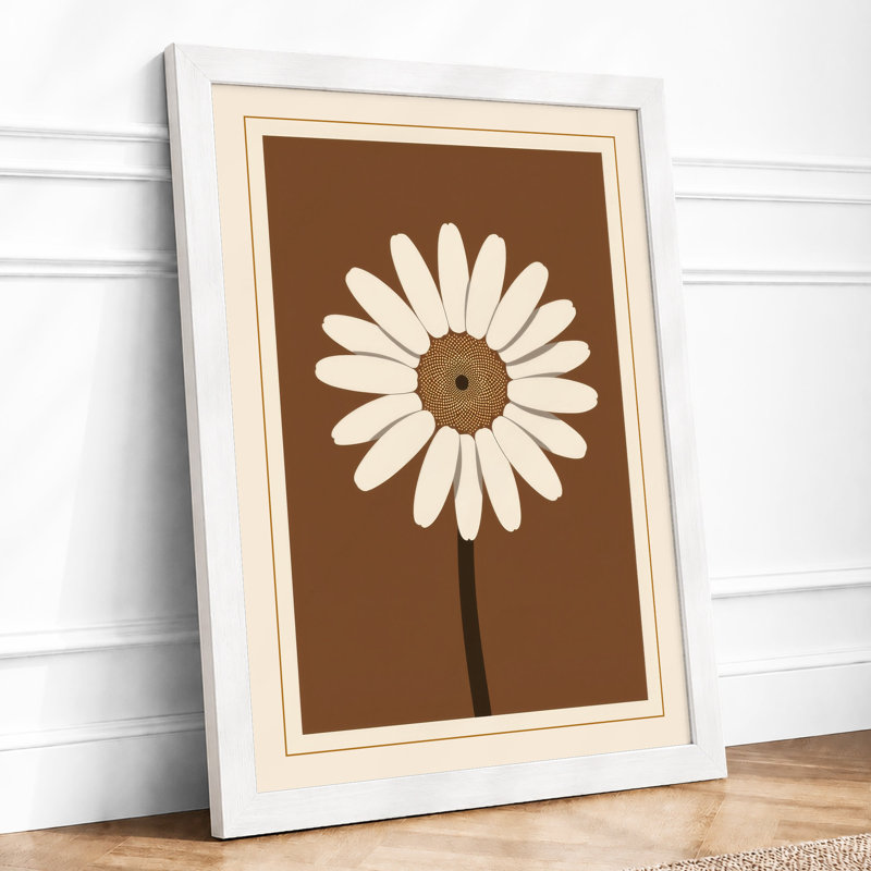 Daisy Stem Botanical - Framed Print, A4 - 29.7 x 21.0 cm, White
