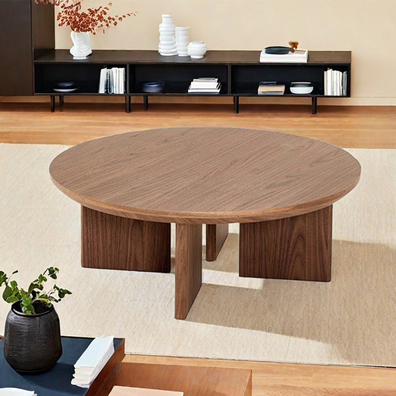 Table basse ronde de style ancien salon, Noyer, Noyer clair