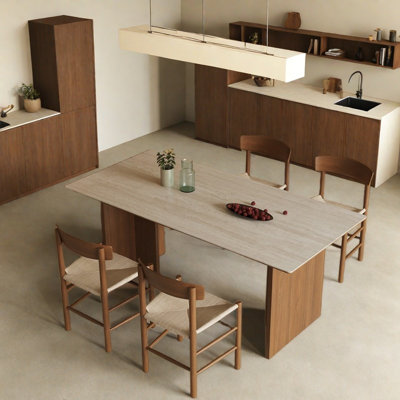Thick Slate & Multi-layer Wood Dining Table Sets.