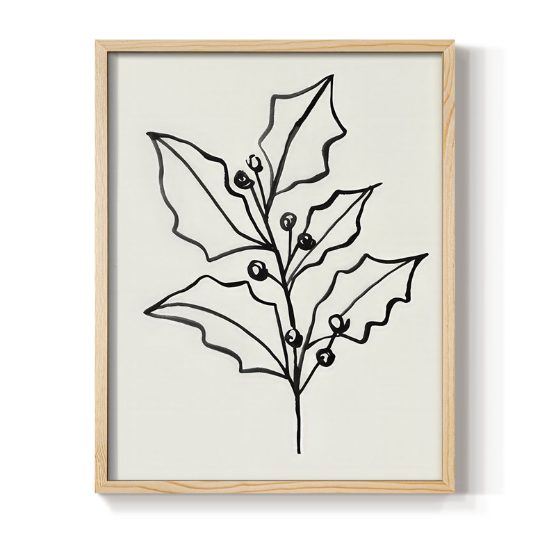 «Evergreen Ink I», reproduction encadrée - bois massif, H 30 po x l 24 po, Naturel