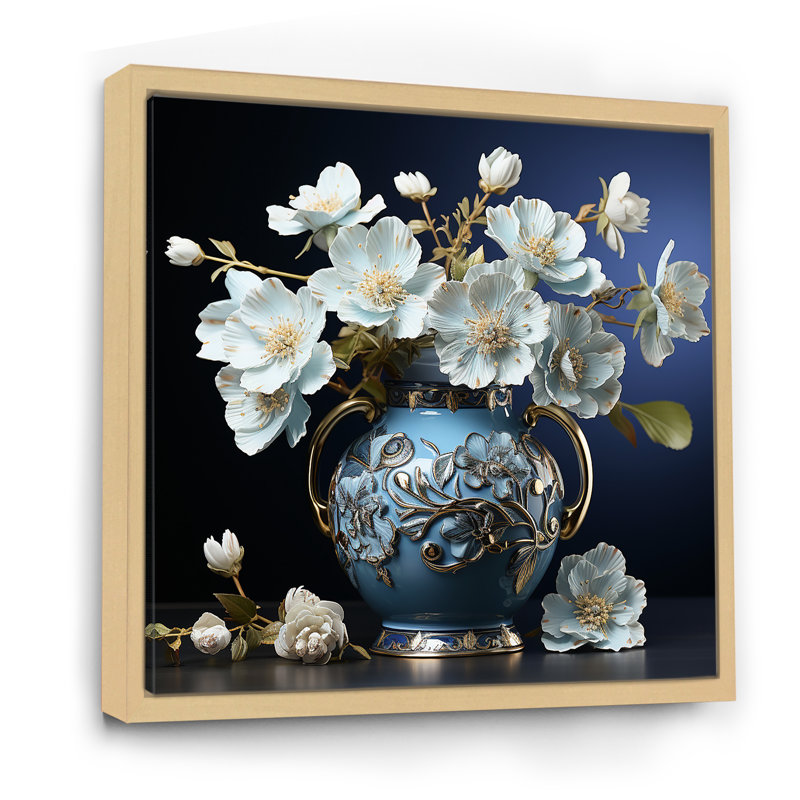 Arrangement de fleurs d'hibiscus blanc sur toile, Cadre naturel flottant, H 36 po x l 36 po x P 1,5 po