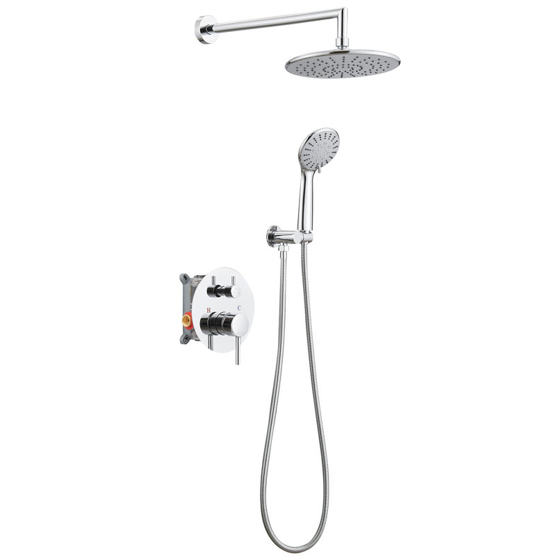 1 Complete Shower System with Rough in-Valve, Polished Chrome
