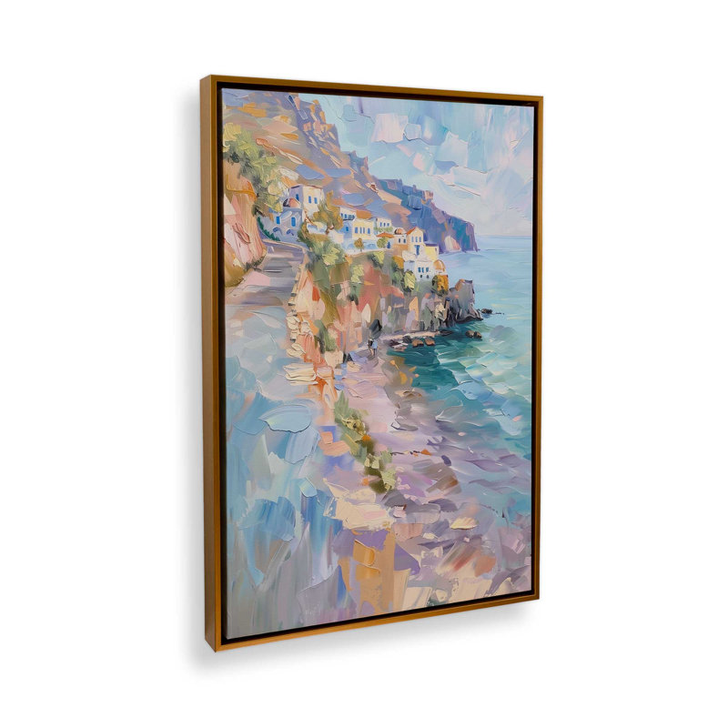 Côte pastel Amalfi I, H 19 po x l 13 po, Cadre flottant, Or poli