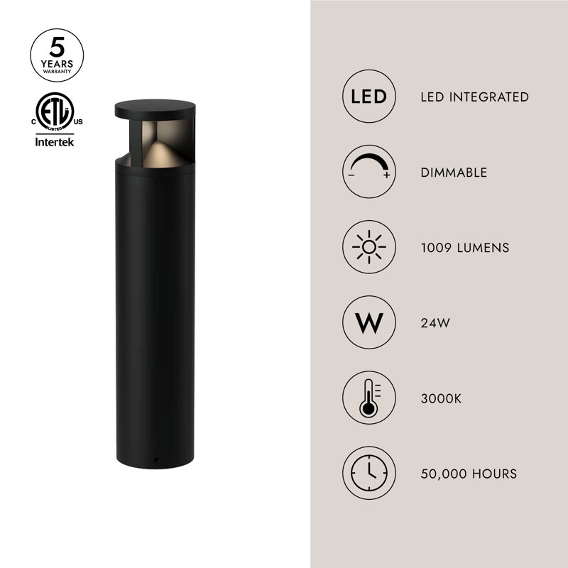 Glen LED Bollard Light, 28.75" H x 6.38" W x 6.38" D