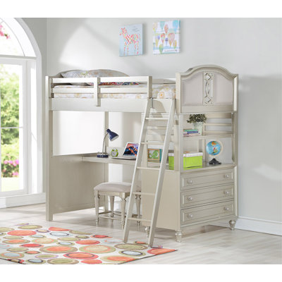 Anette Loft Bed with Drawers, Bookcase and Desk