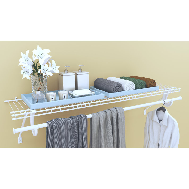White Metal Wire Shelf Kit with Closet Rod, 48W x 12D x 6H