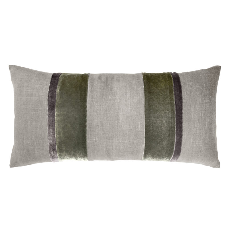 Stripe Lumbar Pillow Cover & Insert, White Gray, 12" x 24"