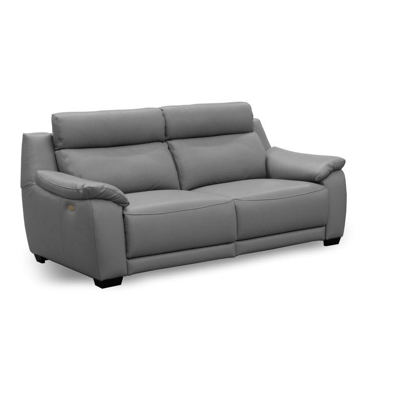 Latrale 213Cm Genuine Leather Pillow Top Arm Reclining Commercial Use Sofa, Grey