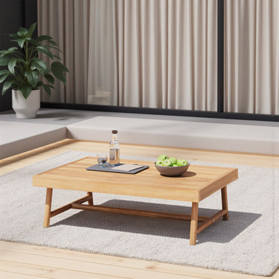 Table basse de patio rectangulaire en bois d'acacia, teck