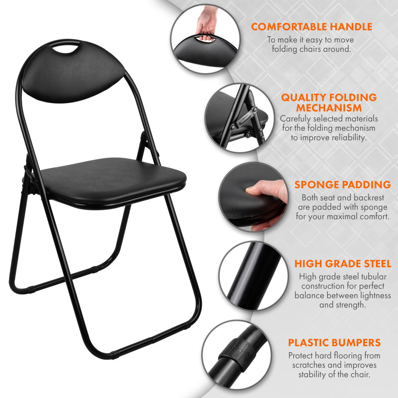Faux Leather Banquet Folding Chair Folding Chair, Black