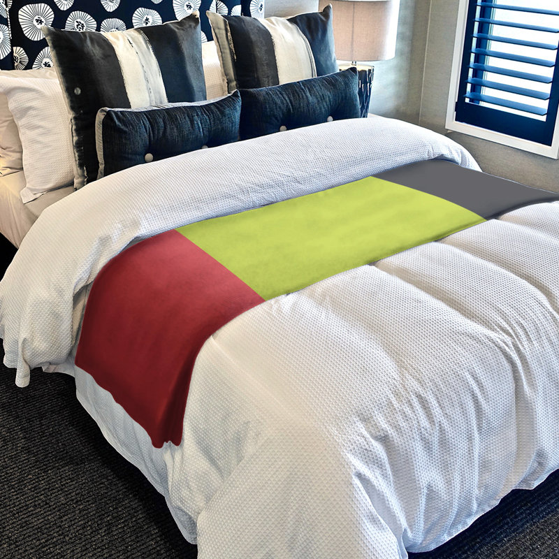Quilted Throw Blanket, 62.5" W x 82.5" L, Torch Red/Volt Green/Charcoal