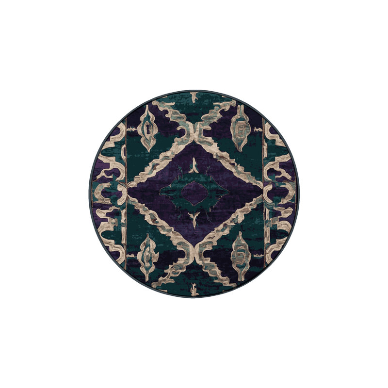 Machine Washable Gray Area Rug, Round 5'
