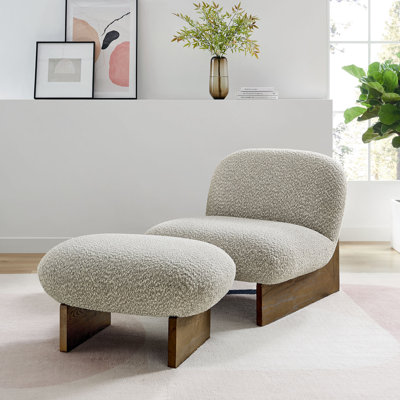 Ensemble de fauteuil d'appoint et repose-pieds en tissu Loyal Boucle