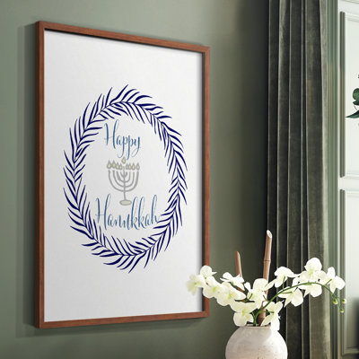 Hanukkah Wreath Framed Print - Solid Wood