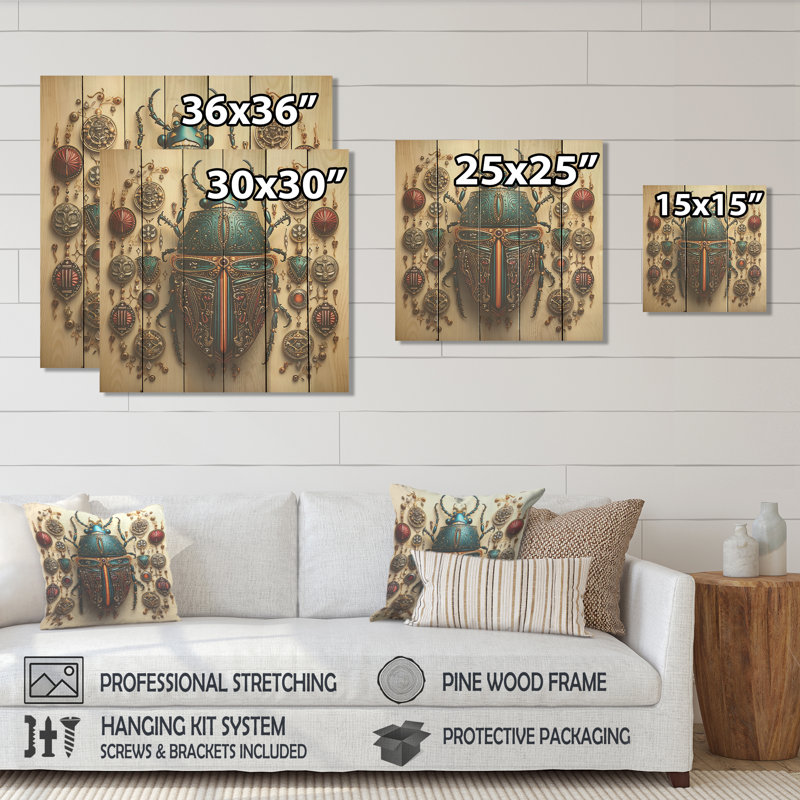 Mystical Beetle I - insectes et insectes sur bois, H 25 po x l 25 po
