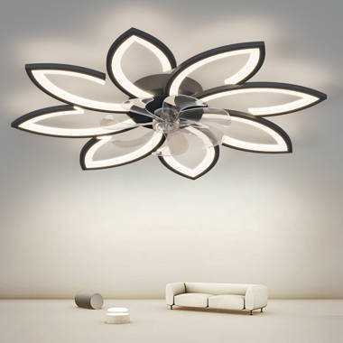 Flower LED Modern Flush Mount Ceiling Fan Lights with Remote