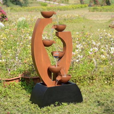 Handcrafted Outdoor Metal Cascade Fountain