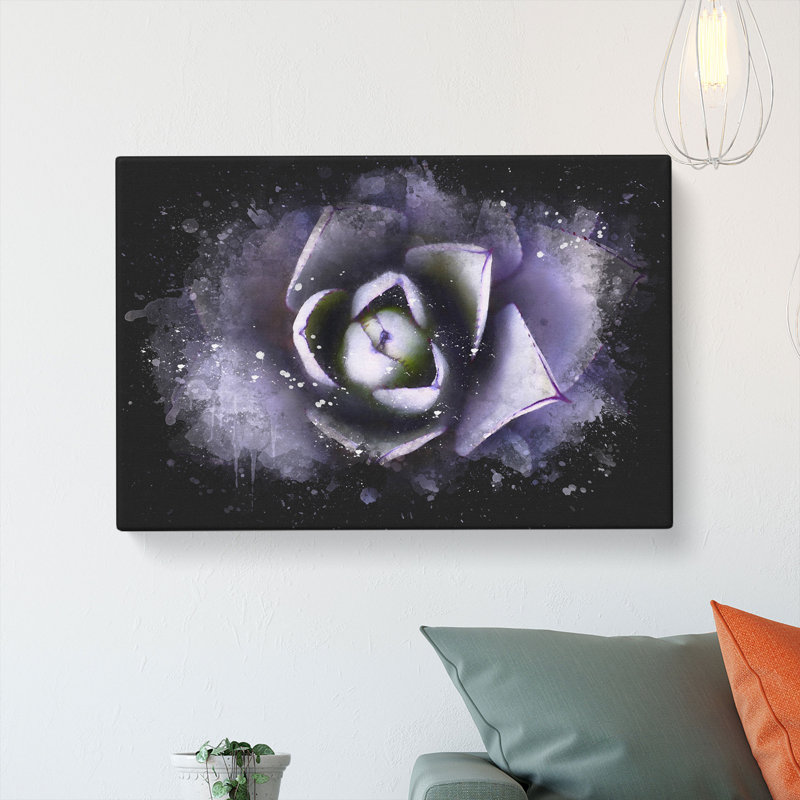 Lilac Succulent Plant - Wrapped Canvas Painting, 50cm H x 76cm W x 3cm D