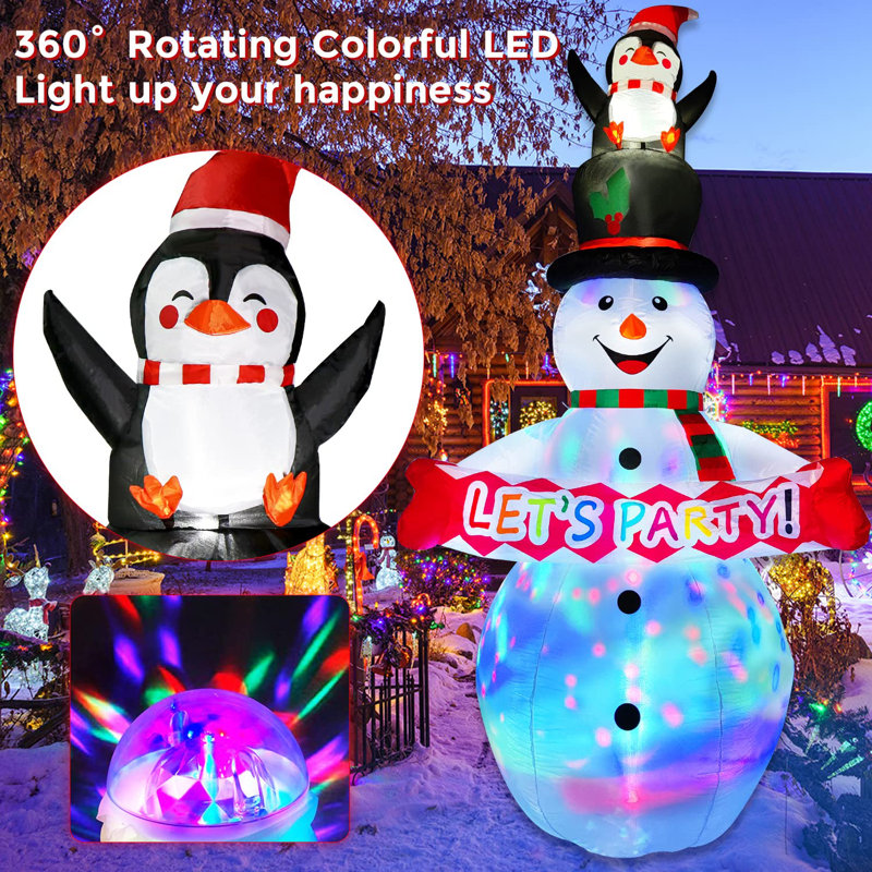 Décorations gonflables de Noël 8 pi pour l'extérieur avec lumière DEL colorée rotative