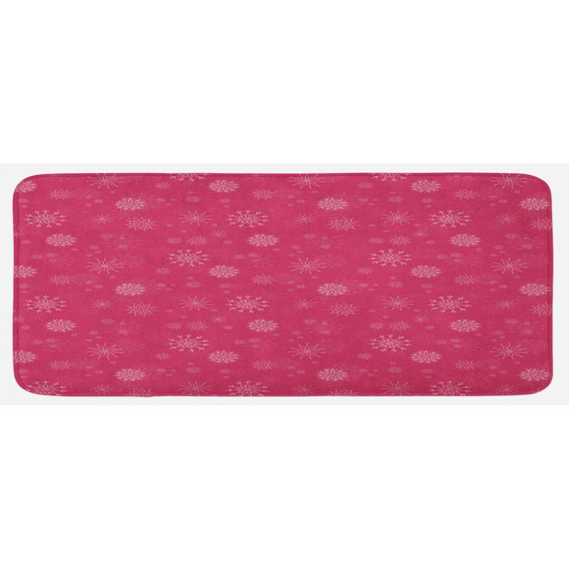Tapis de cuisine blanc doux et doux sur fond rose