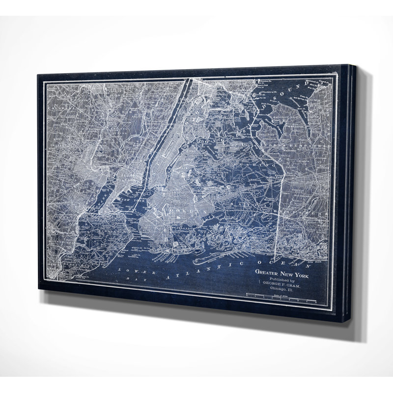 «NYC Sketch Map», reproduction d'impression sur toile tendue, H 24 po x l 32 po x P 1,5 po