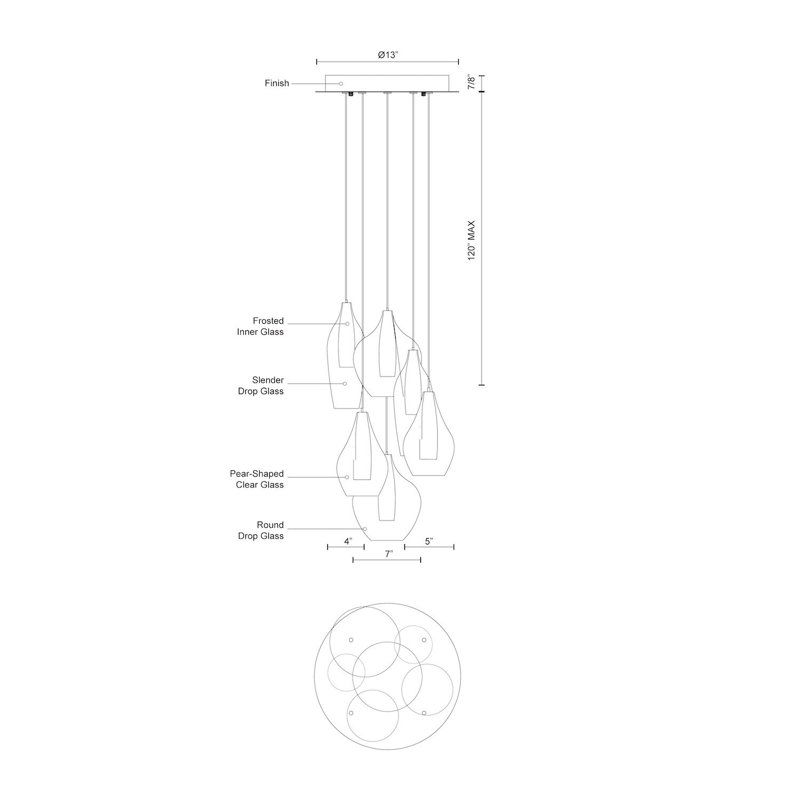 6 - Light LED Pendant