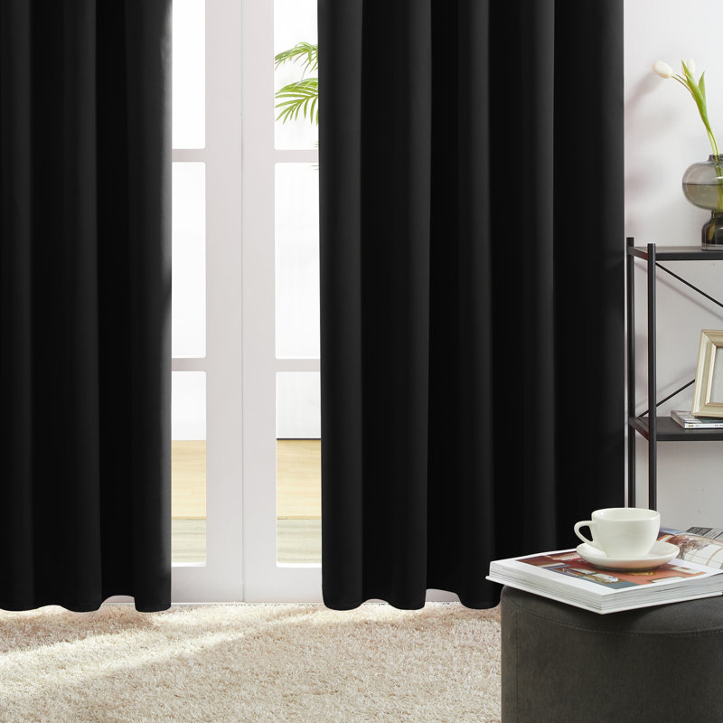 Harlowe Room Darkening Curtain Pair, Black, 38" W x 45" L