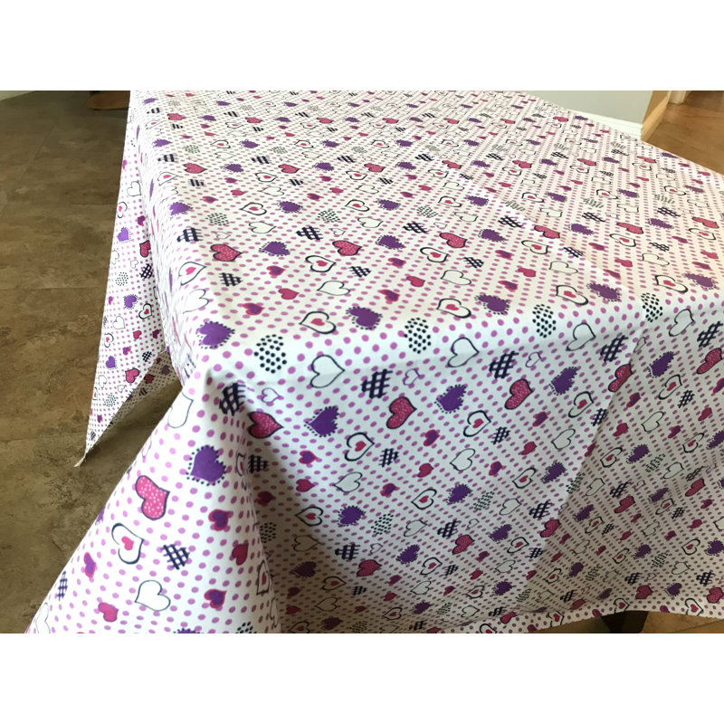 Leonhard Cotton Blend Valentine's Day Tablecloth, 58" W x 144" L, Purple