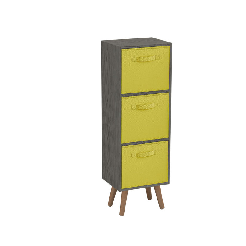Fika 30cm W 3 - Drawer Chest of Drawers, Yellow/Pine