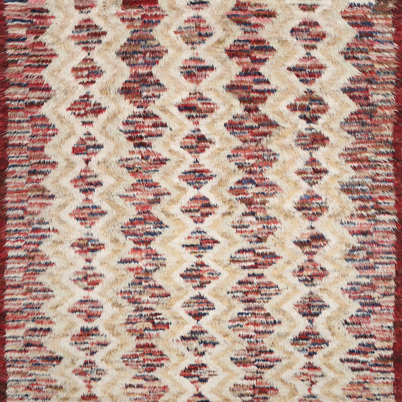 Tapis contemporain brun / crème, Carré 7 pi