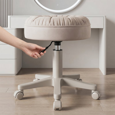 Tabouret de maquillage à hauteur réglable avec roulettes silencieuses, parfait pour la chambre à coucher