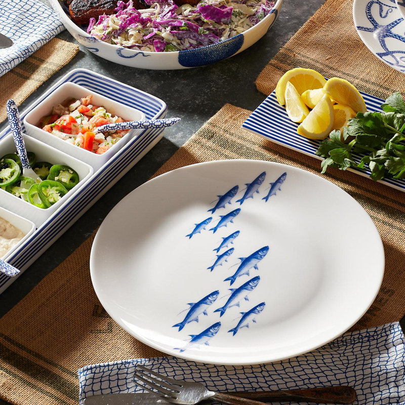 School Of Fish Porcelain Dinner Plate