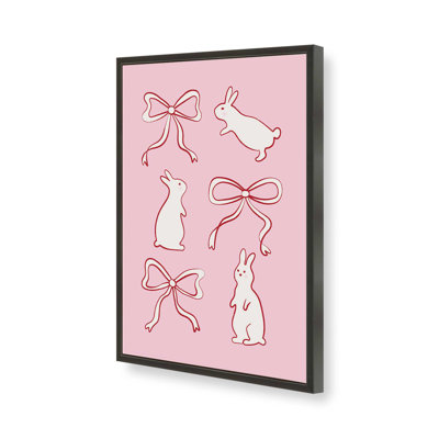 Ribbon Bows and Bunnies in Red by Garima Dhawan Graphic Art Print