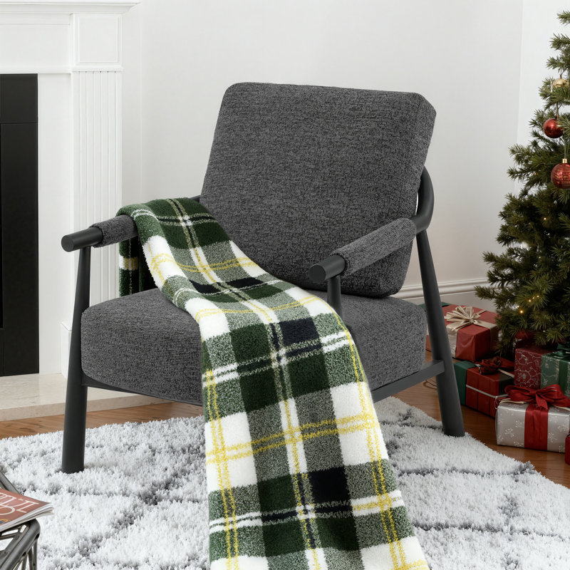 Boucle Accent Lounge Chair Plush Modern Armchair, Gray