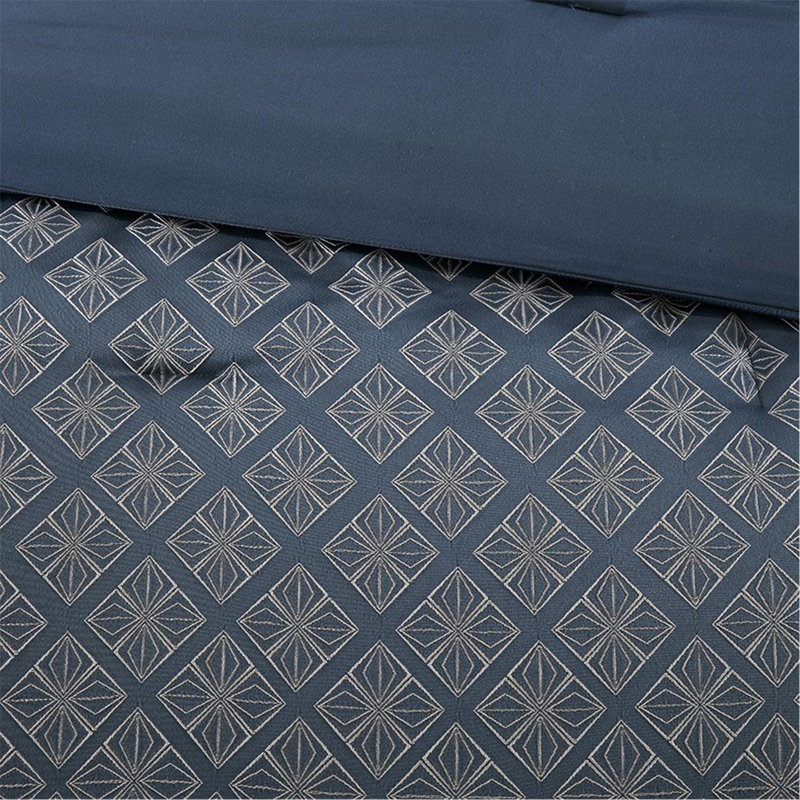 Ensemble d'édredon 7 pièces Jaquard bleu marine, Grand édredon et 6 pièces supplémentaires