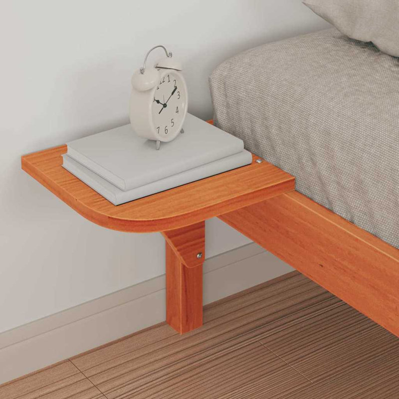 Solid Wood Bed Frame, European Double (140 x 200 cm), Wax Brown