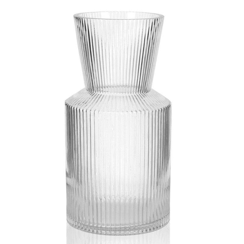 Vase à col étroit et nervuré, Hauteur totale - 5 po