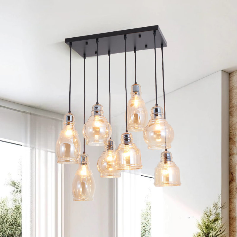 Luminaire suspendu en verre à 8 têtes Brandy - Hauteur réglable