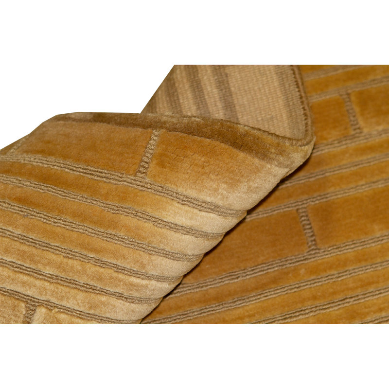 Hand-Knotted High-Quality Gold and Cream Area Rug