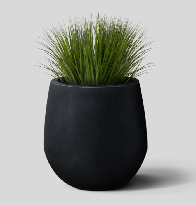 Serene Planter Pot, 17.5" H x 17.5" W x 17.5" D, Black