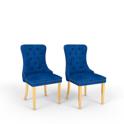 Tufted Velvet Upholstered Wingback Dining Chair